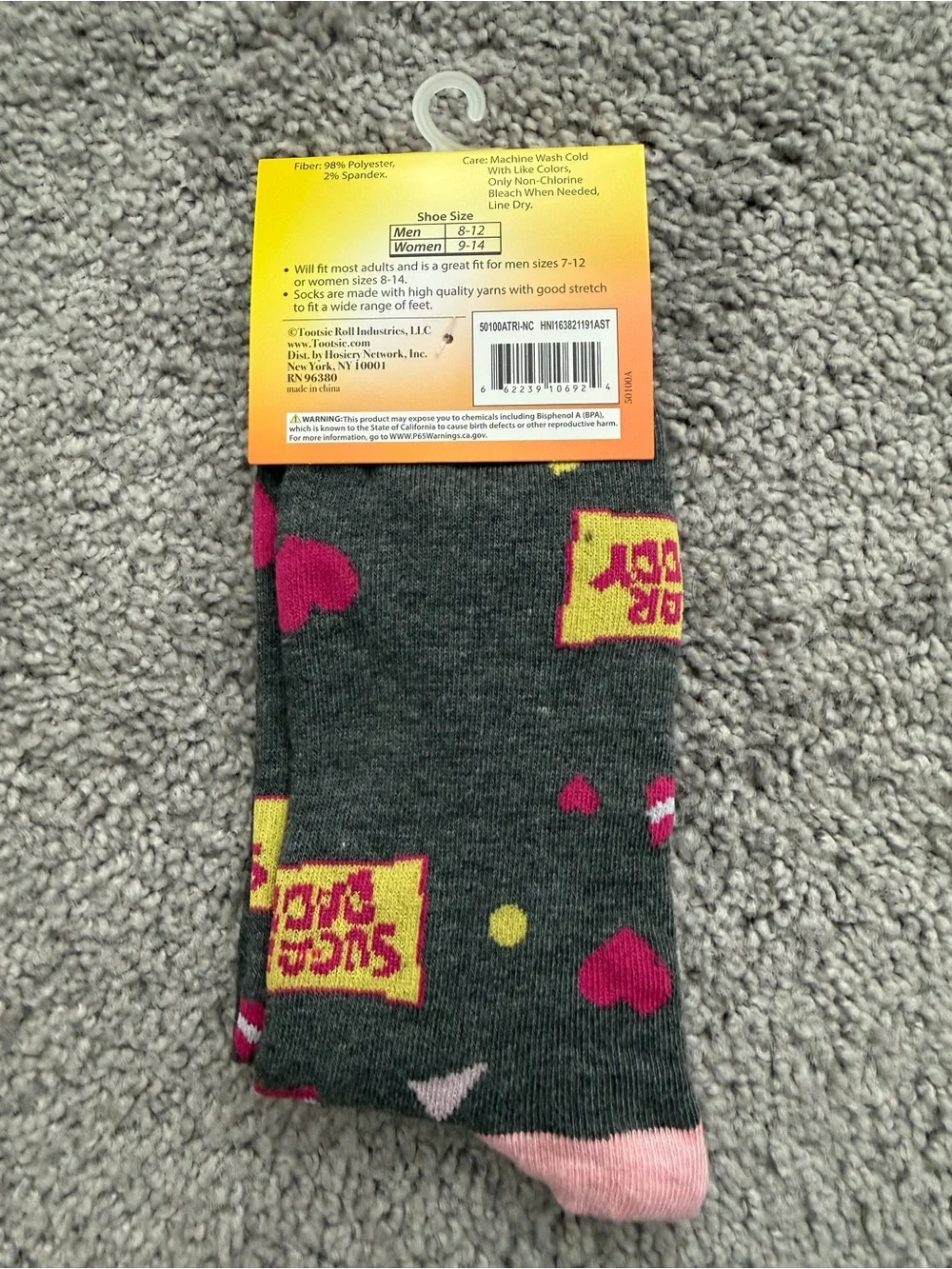 'I ❤️ My ' Sugar Daddy Crew Socks - Dark Gray & Pink